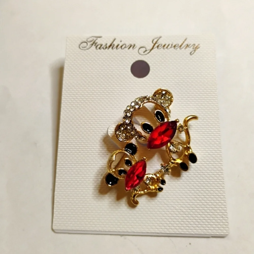 Monkey Gold Tone Rhinestone‎ and Crystal Brooch